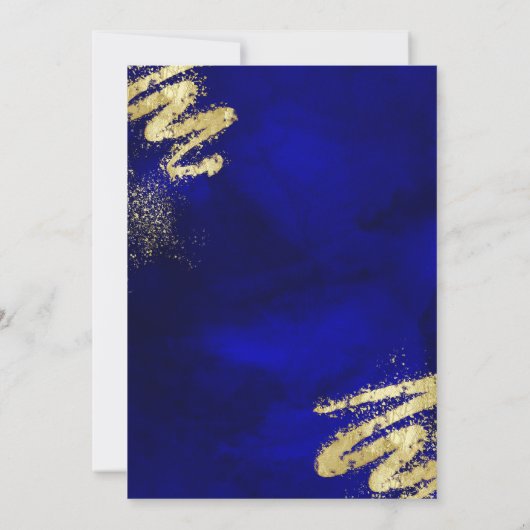 青王室の色と金ゴールド誕生日招待状 招待状 (裏面)