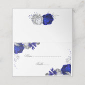 青王室の色と銀色の花の植物座席表 プレイスカード (外部開封)