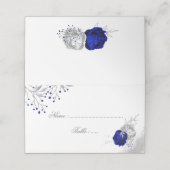 青王室の色と銀色の花の植物座席表 プレイスカード (外部開封)