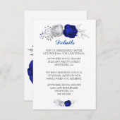 青王室の色と銀色の花の白詳細 エンクロージャーカード (正面/裏面)