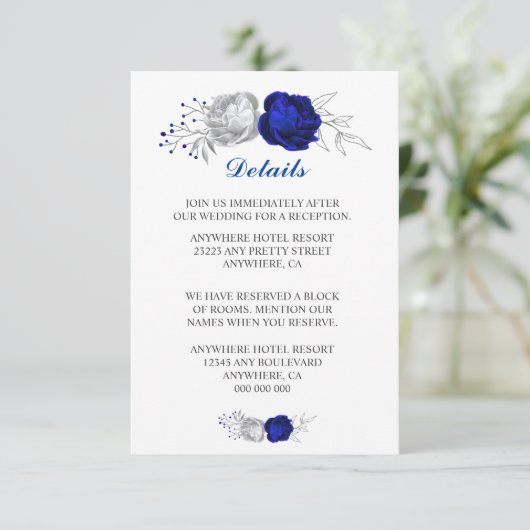 青王室の色と銀色の花の白詳細 エンクロージャーカード (スタンド正面)