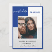 青王室の色のシルバーフォトウェディングデートを保存 招待状 (正面)