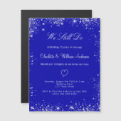 青王室の色のシルバ結婚ーの誓い マグネット招待状 (正面/裏面)