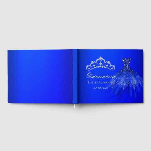 青王室の色のパーソナライズされたキンセアニェラ ゲストブック (全面)