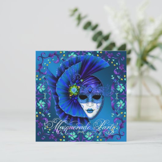 青王室の色の仮装パーティの招待状 招待状 (スタンド正面)