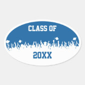 青王室の色の選択クラス年の変更 楕円形シール (正面)