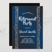 青王室の色エレガント,スリーバー,退職パーティー 招待状 (正面/裏面)