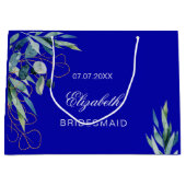 青王室の色ユーカリ緑の花結婚付き女性 ラージペーパーバッグ (正面)