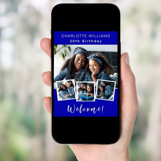 青王室の色写真コラージュ誕生日パーティーへようこそ ポスター