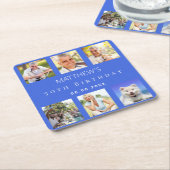 青王室の色写真コラージュ誕生日パーティー スクエアペーパーコースター (アングル)