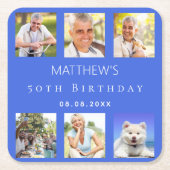 青王室の色写真コラージュ誕生日パーティー スクエアペーパーコースター (正面)