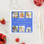 青王室の色写真コラージュ誕生日パーティー スタンダードカクテルナプキン (インサイチュ)