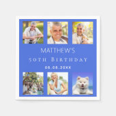 青王室の色写真コラージュ誕生日パーティー スタンダードカクテルナプキン (正面)