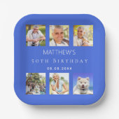 青王室の色写真コラージュ誕生日パーティー ペーパープレート (正面)