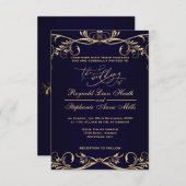 青王室の色結婚式招待状 招待状 (正面/裏面)