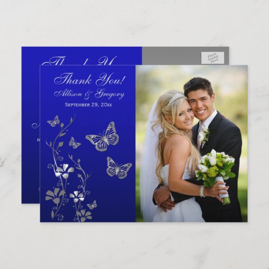 青王室の色、シルバーフローラありがとう写真はがき ポストカード (正面/裏面)