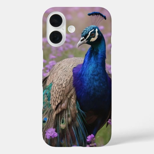青王室の色:ラベンダー畑の青い孔雀 Case-Mate iPhoneケース (裏面)