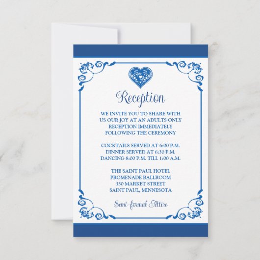 青王室の色、白ハートの愛披露宴カード 出欠カード (裏面)