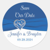 青王室の色、白ハートの愛結婚の ラウンドシール (正面)