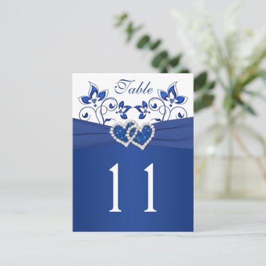 青王室の色、白フローラハート表の番号カード ポストカード (スタンド正面)