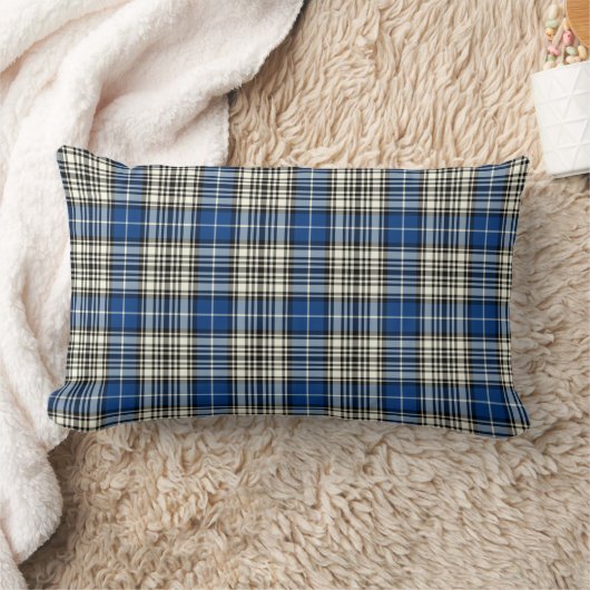 青王室の色、黒と白のナピアクランのプレイド ランバークッション (ブランケット)