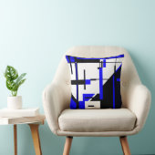 青王室の色、黒の白黒の幾何学的抽象芸術アート クッション (椅子)