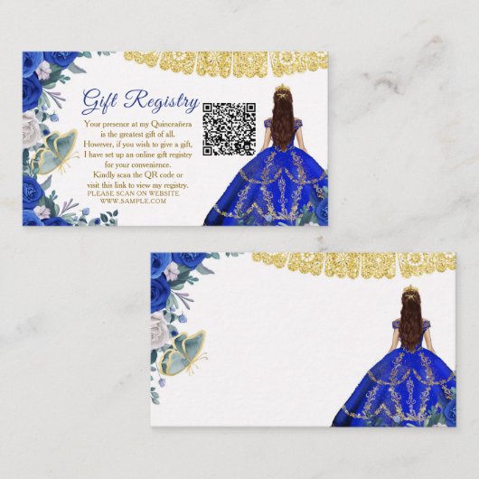 青王室の花クインセアニラQRギフトレジストリ エンクロージャーカード (正面/裏面)