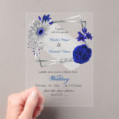 青王室の花シルバ結婚ス幾何学模様 アクリル招待状 (インサイチュ (ポータブル))