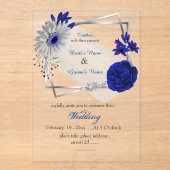 青王室の花シルバ結婚ス幾何学模様 アクリル招待状 (正面)