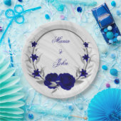 青王室の花シルバ葉リース大理石 ペーパープレート (パーティー)