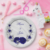 青王室の花シルバ葉リース大理石 ペーパープレート (パーティー)