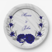 青王室の花シルバ葉リース大理石 ペーパープレート (正面)