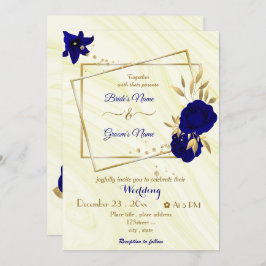 青王室の花金ゴールド幾何結婚的 招待状