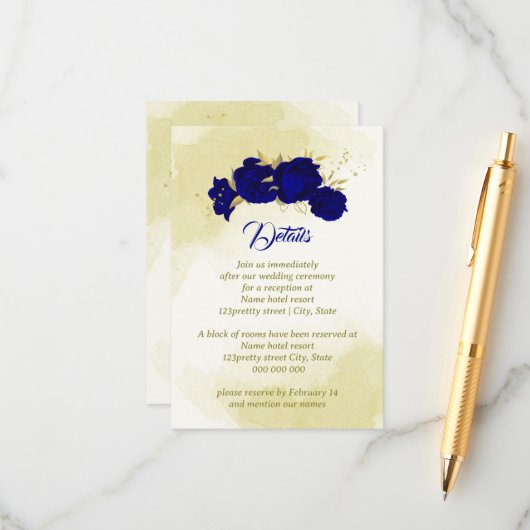 青王室の花金ゴールド結婚植物 エンクロージャーカード (正面/裏面インサイチュ)