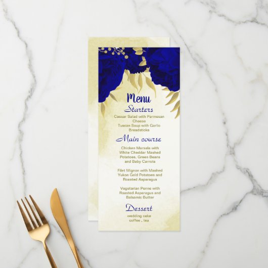 青王室の花金ゴールド結婚植物 メニュー (正面/裏面インサイチュ)