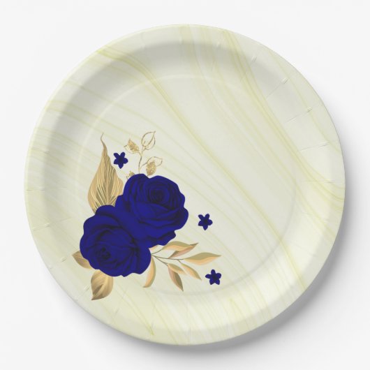 青王室の花金ゴールド葉大理石 ペーパープレート (正面)