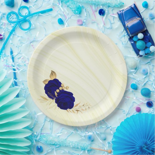 青王室の花金ゴールド葉大理石 ペーパープレート (パーティー)