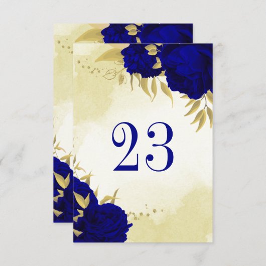 青王室の花金ゴールド葉表番号 招待状 (正面/裏面)