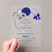 青王室の花銀フローラ結婚リース アクリル招待状 (インサイチュ (ポータブル))