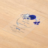 青王室の花銀フローラ結婚リース アクリル招待状 (レイダウン)