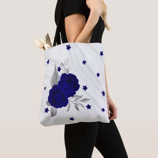 青王室の花銀葉大理石トートバッグ トートバッグ (クローズアップ)