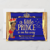 青王室の赤ドレープ王子の赤ちゃんシャワーエスニック 招待状 (正面)