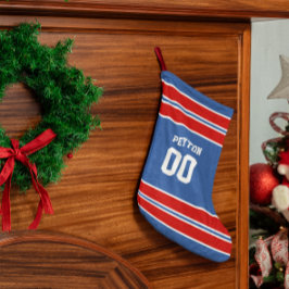 青王室の赤・白サッカー部パーソナライズされた スモールクリスマスストッキング