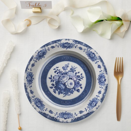 青王室の野花フローラセラミック結婚ス ペーパープレート (ウェディング)