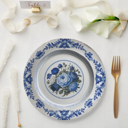 青王室の野花フローラセラミック結婚ス ペーパープレート (ウェディング)