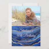 青王室の金ゴールドアエレガントガテ写真40歳の誕生日 招待状 (正面)