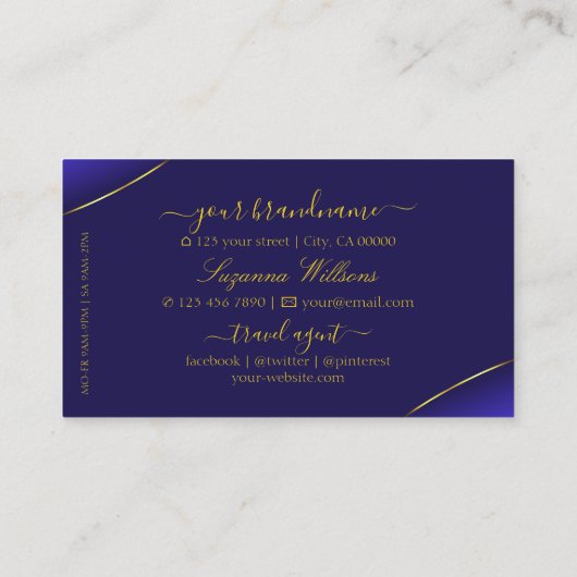 青王室の金ゴールドデコールダイヤモンドとモノグラム 名刺 (裏面)