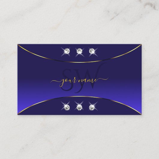 青王室の金ゴールドデコールダイヤモンドとモノグラム 名刺