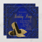 青王室の金ゴールドハイヒール誕生会 招待状 (正面/裏面)