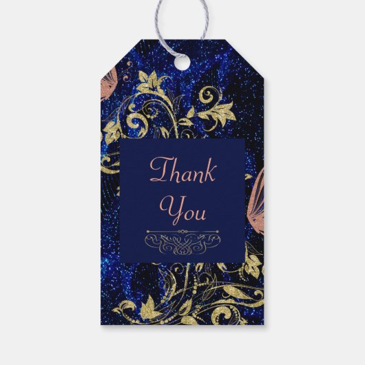 青王室の金ゴールドバタフ結婚ィーズ ギフトタグ (裏面)